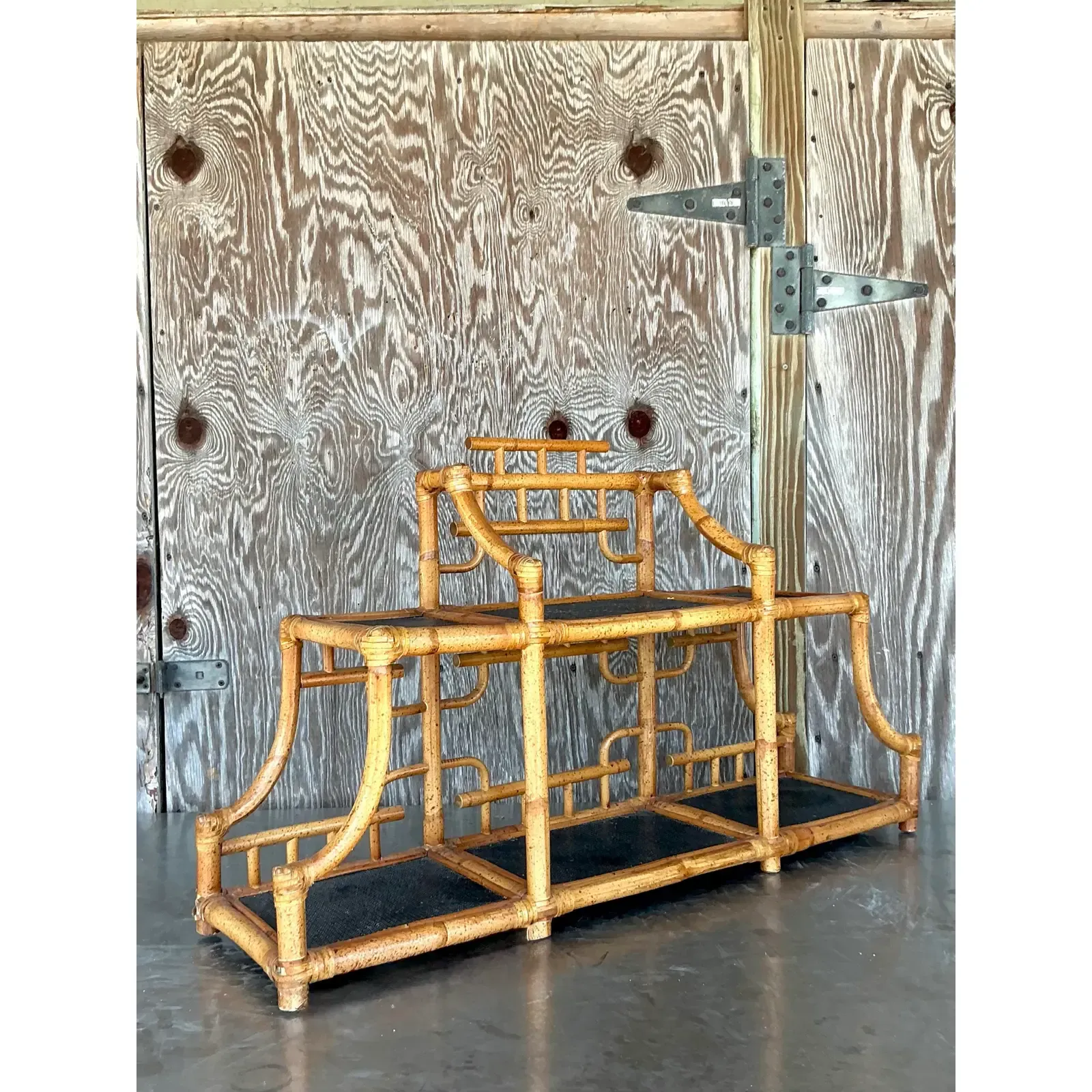Vintage Boho Bent Bamboo Table Top Etagere — additional photo 2