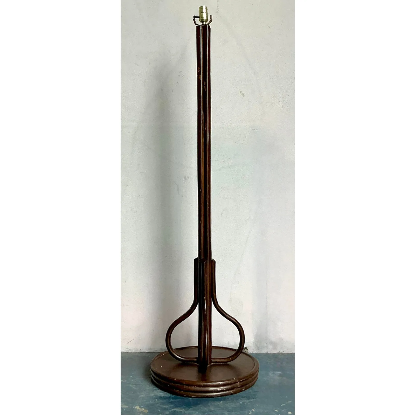 Vintage Boho Bent Rattan Floor Lamp — additional photo 1
