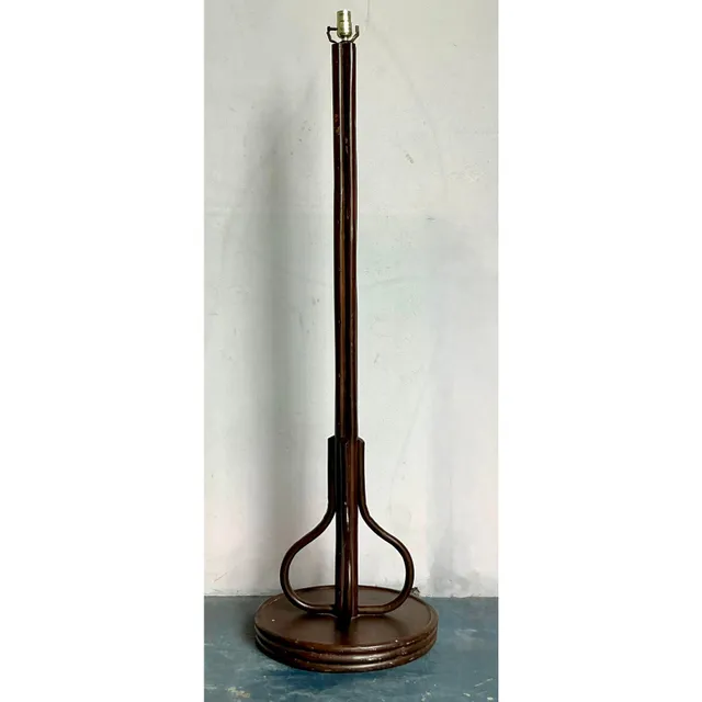 Vintage Boho Bent Rattan Floor Lamp — additional photo 1