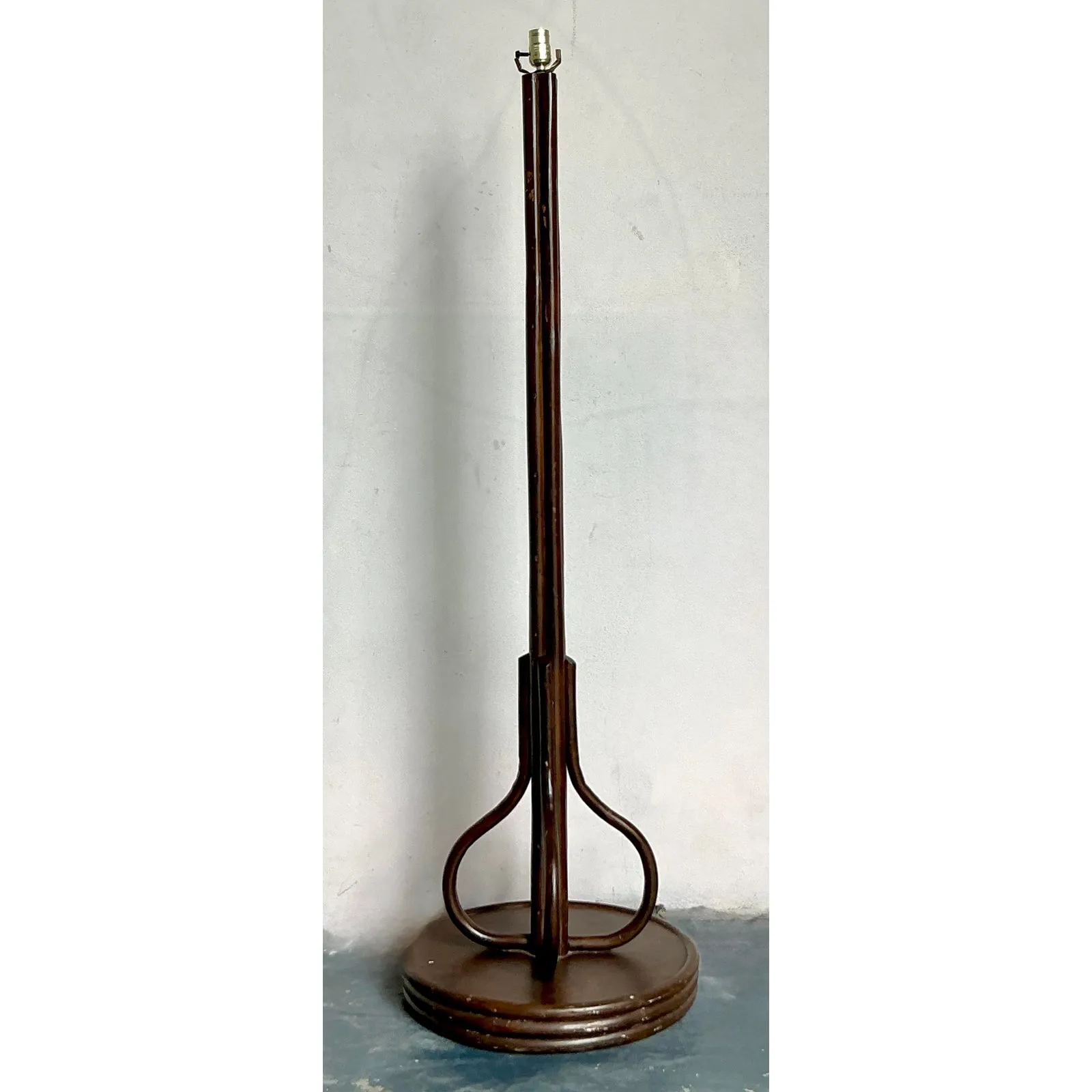 Vintage Boho Bent Rattan Floor Lamp — additional photo 3