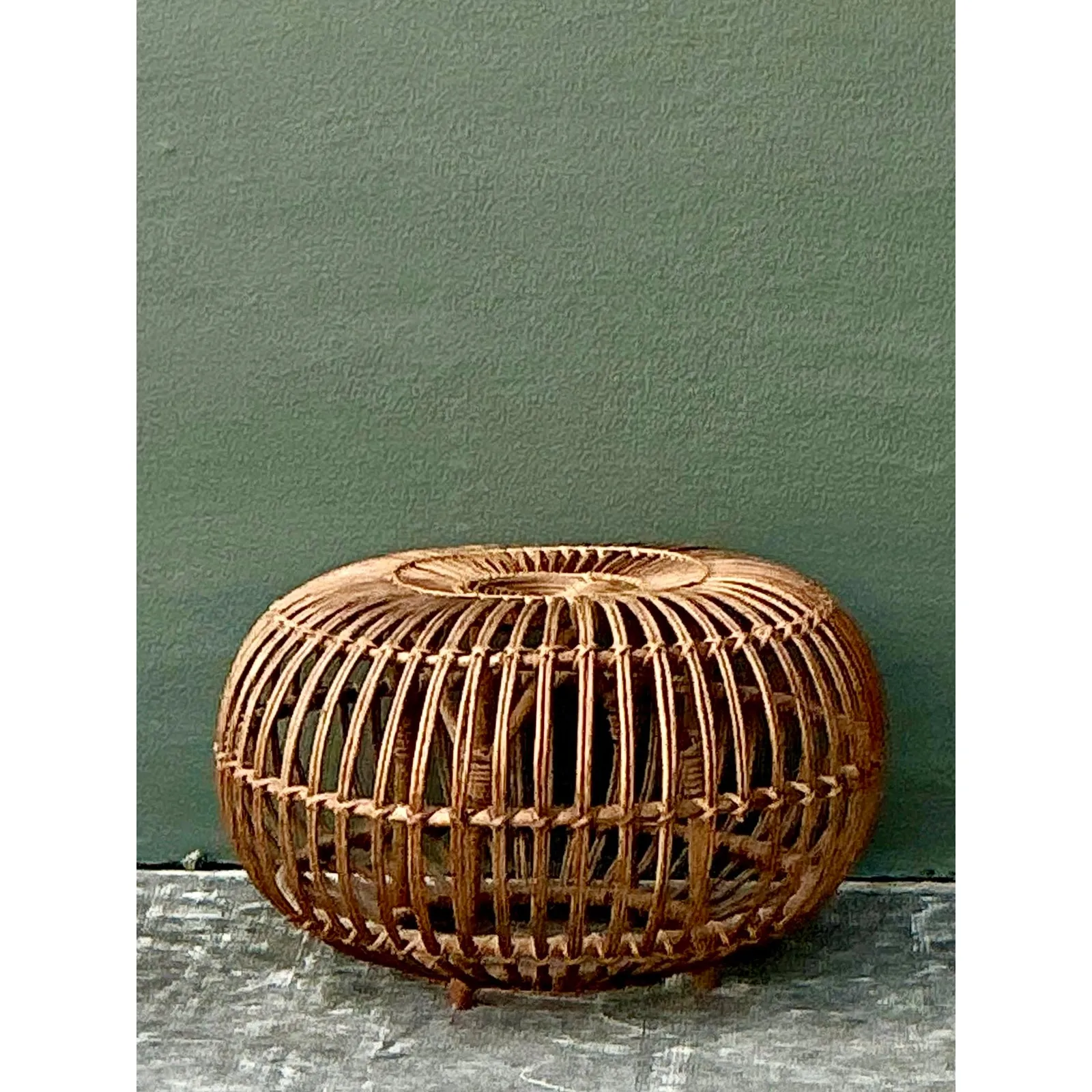 Vintage Boho Bent Rattan Low Table After Albini — additional photo 1