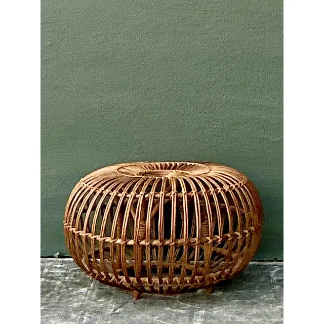 Vintage Boho Bent Rattan Low Table After Albini — additional photo 1