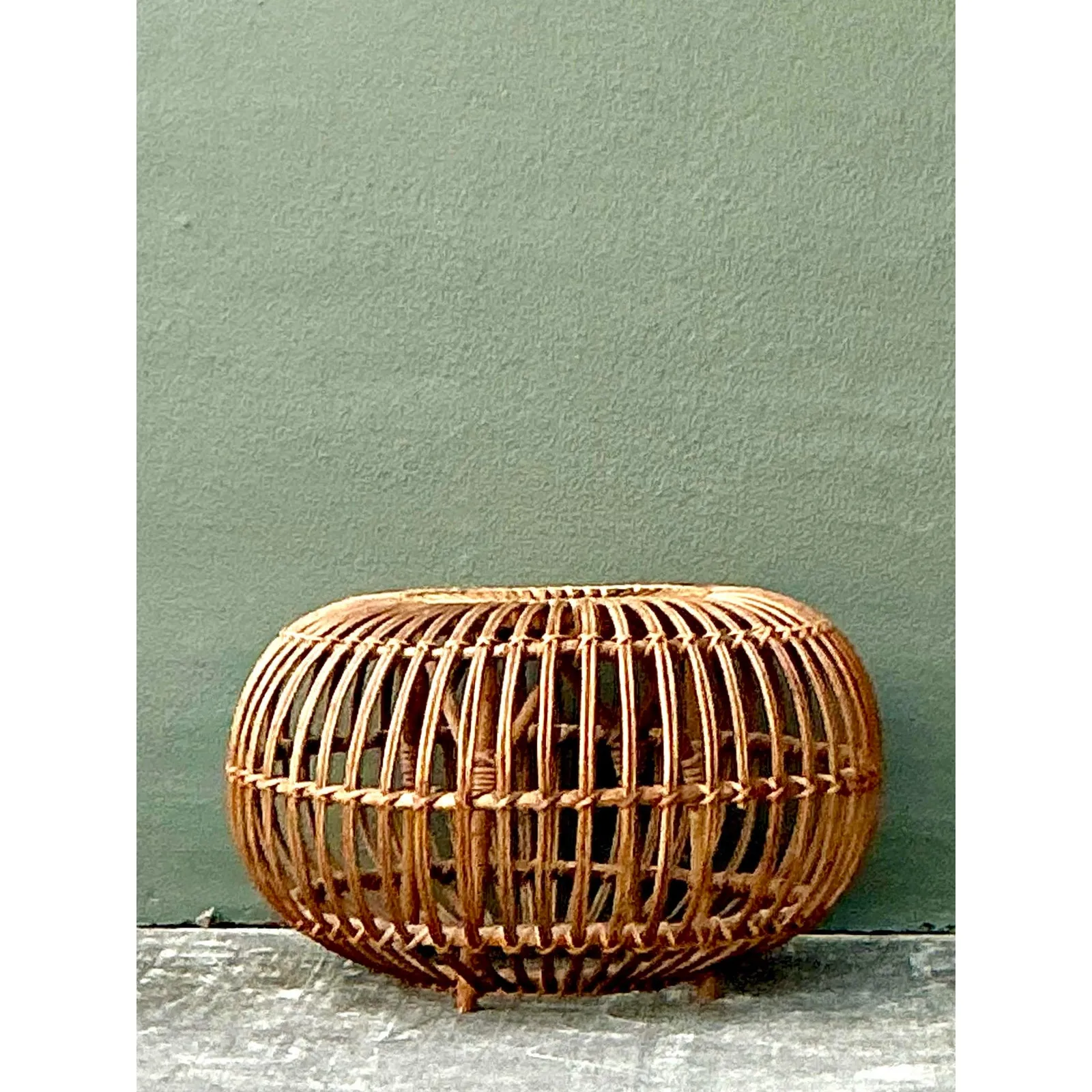Vintage Boho Bent Rattan Low Table After Albini — additional photo 3