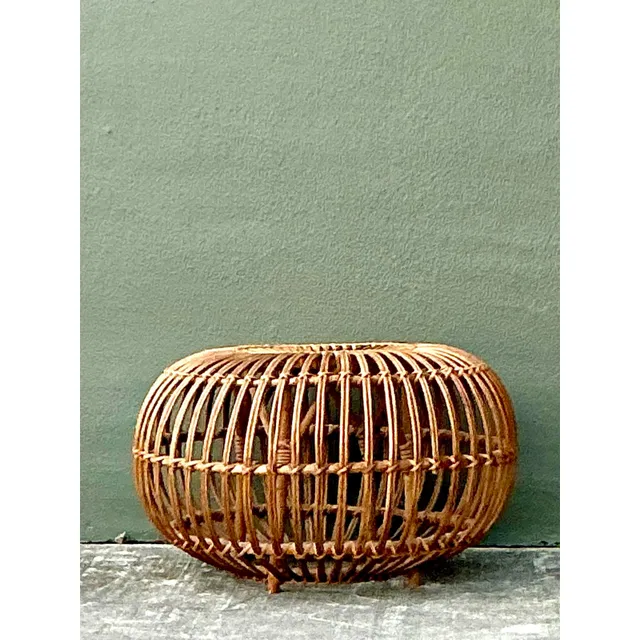 Vintage Boho Bent Rattan Low Table After Albini — additional photo 3
