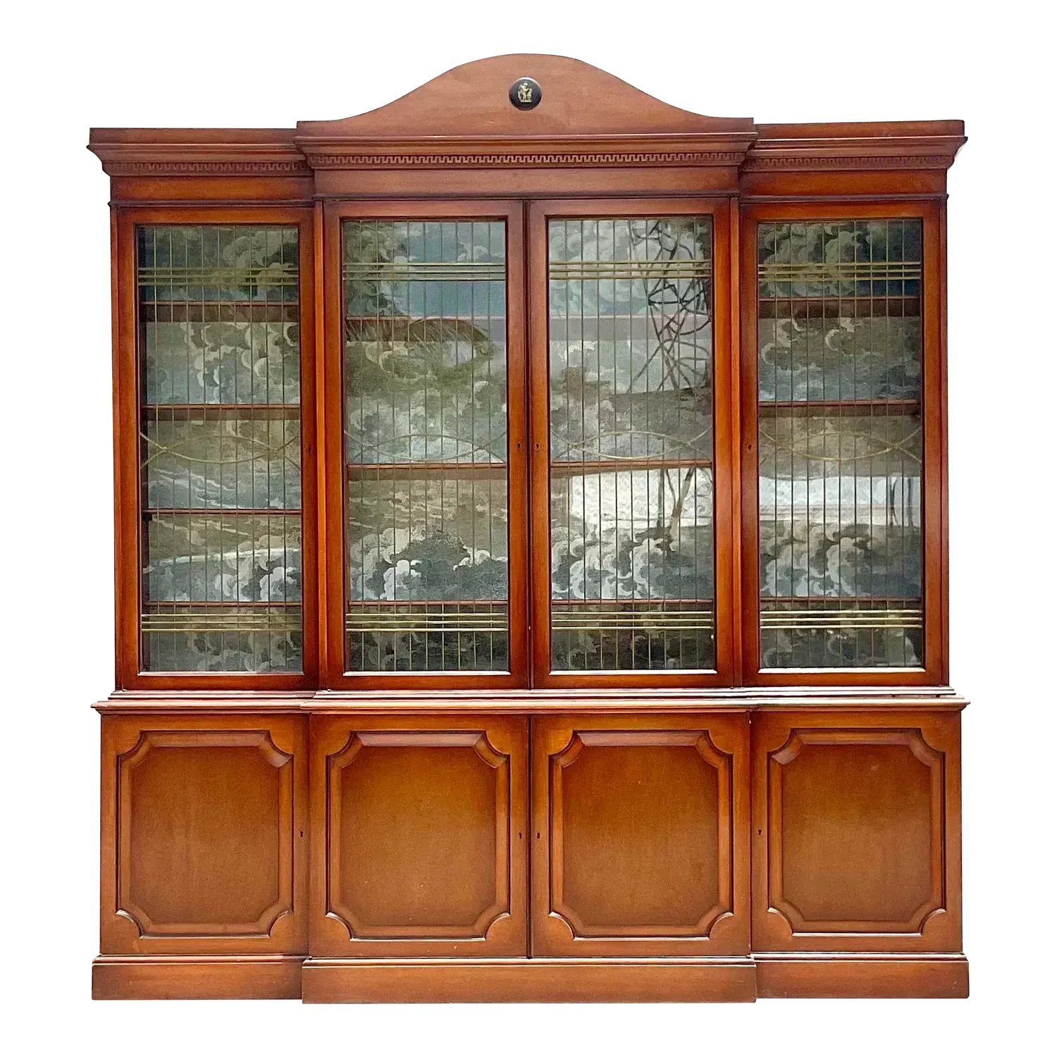 Vintage Boho Biedermeier Style Leaded Glass Breakfront — additional photo 3