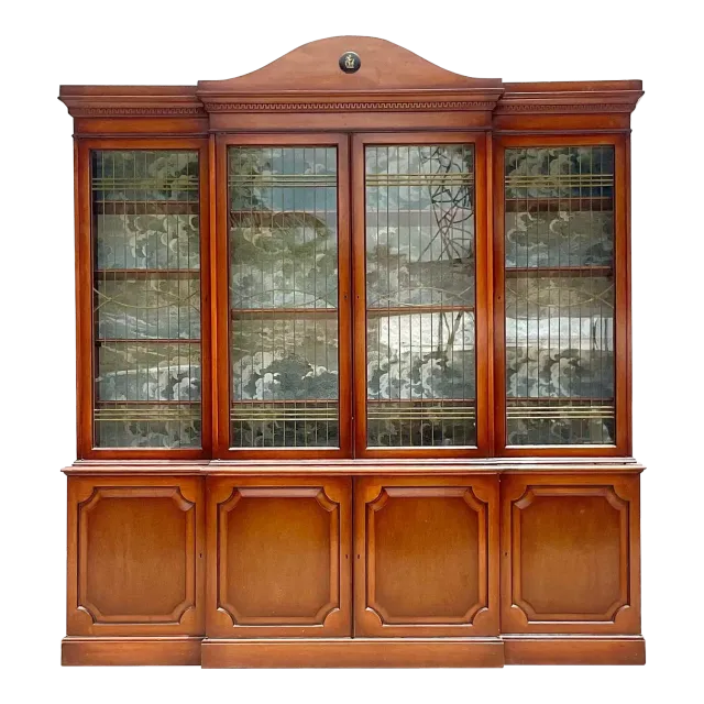 Vintage Boho Biedermeier Style Leaded Glass Breakfront — additional photo 3