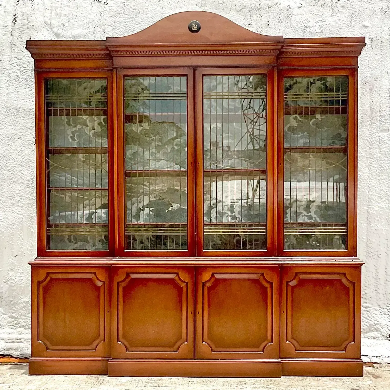 Vintage Boho Biedermeier Style Leaded Glass Breakfront — additional photo 4