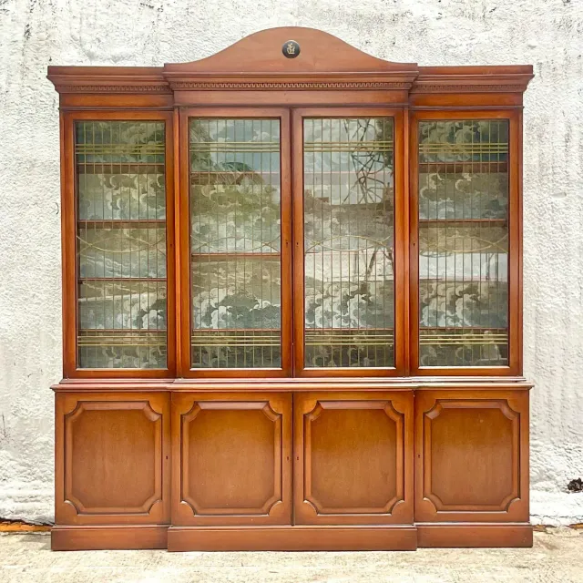 Vintage Boho Biedermeier Style Leaded Glass Breakfront — additional photo 5