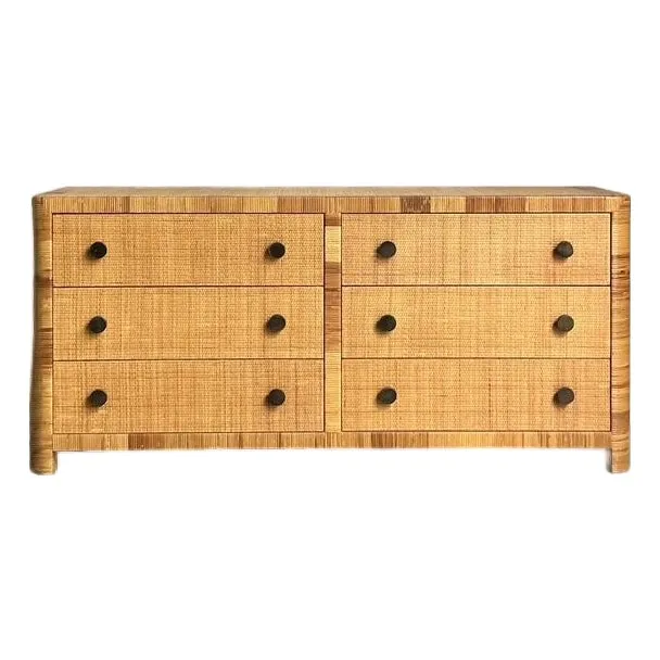 Vintage Boho Bielecky Brothers Woven Rattan Dresser — additional photo 1
