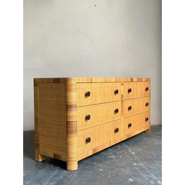 Vintage Boho Bielecky Brothers Woven Rattan Dresser — additional photo 3