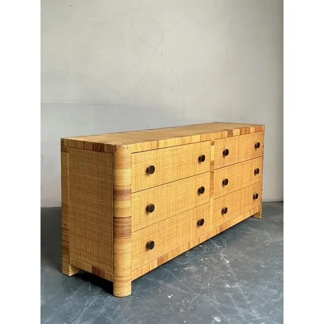 Vintage Boho Bielecky Brothers Woven Rattan Dresser — additional photo 4