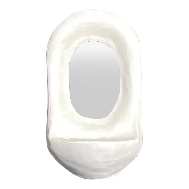 Vintage Boho Biomorphic Plaster Mirror — additional photo 1