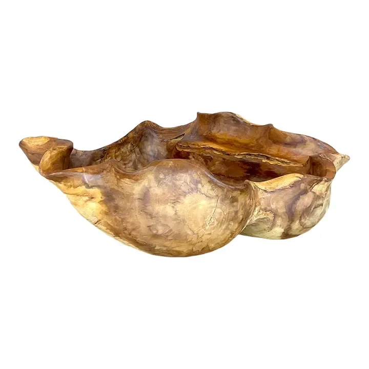 Vintage Boho Biomorphic Wooden Bowl — additional photo 1