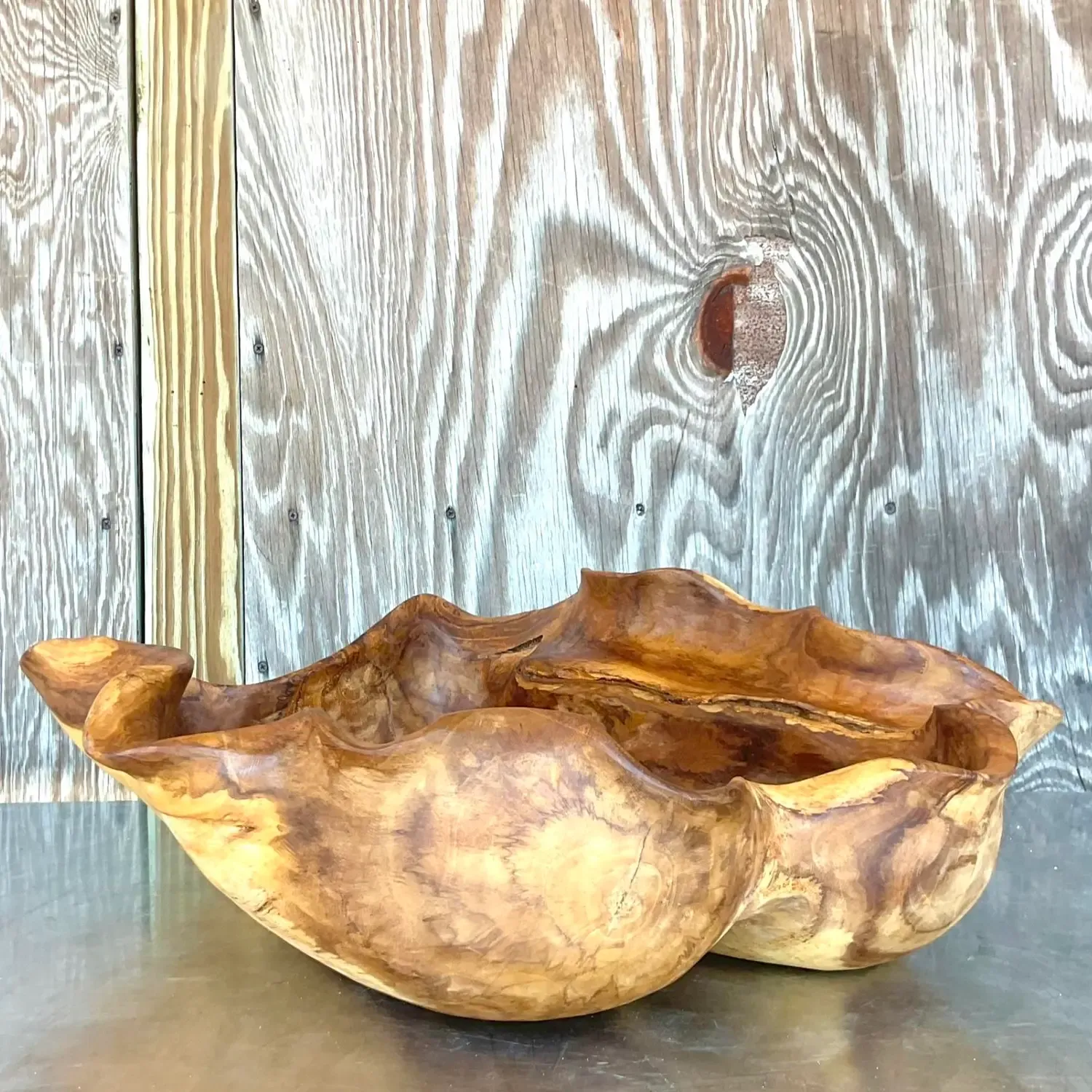Vintage Boho Biomorphic Wooden Bowl — additional photo 4
