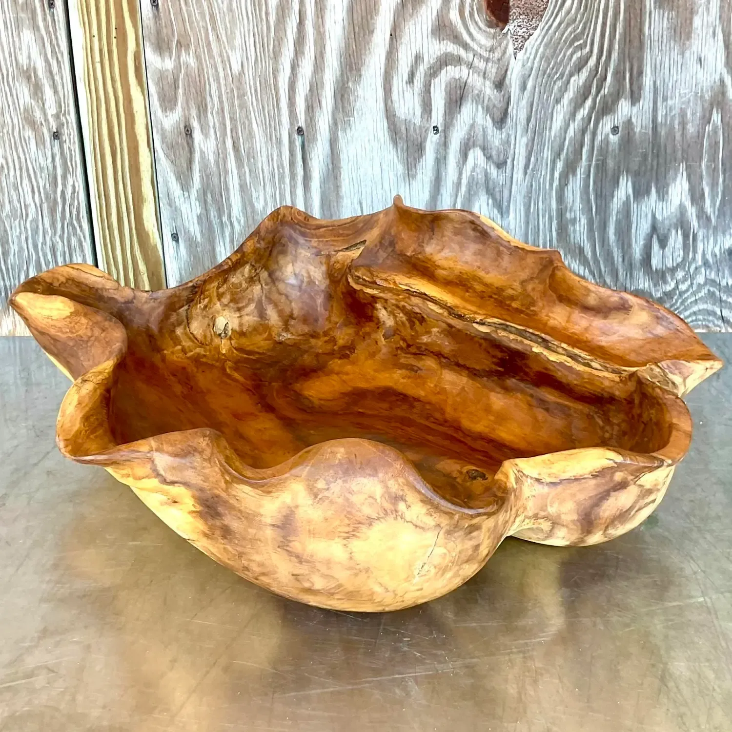 Vintage Boho Biomorphic Wooden Bowl — additional photo 5