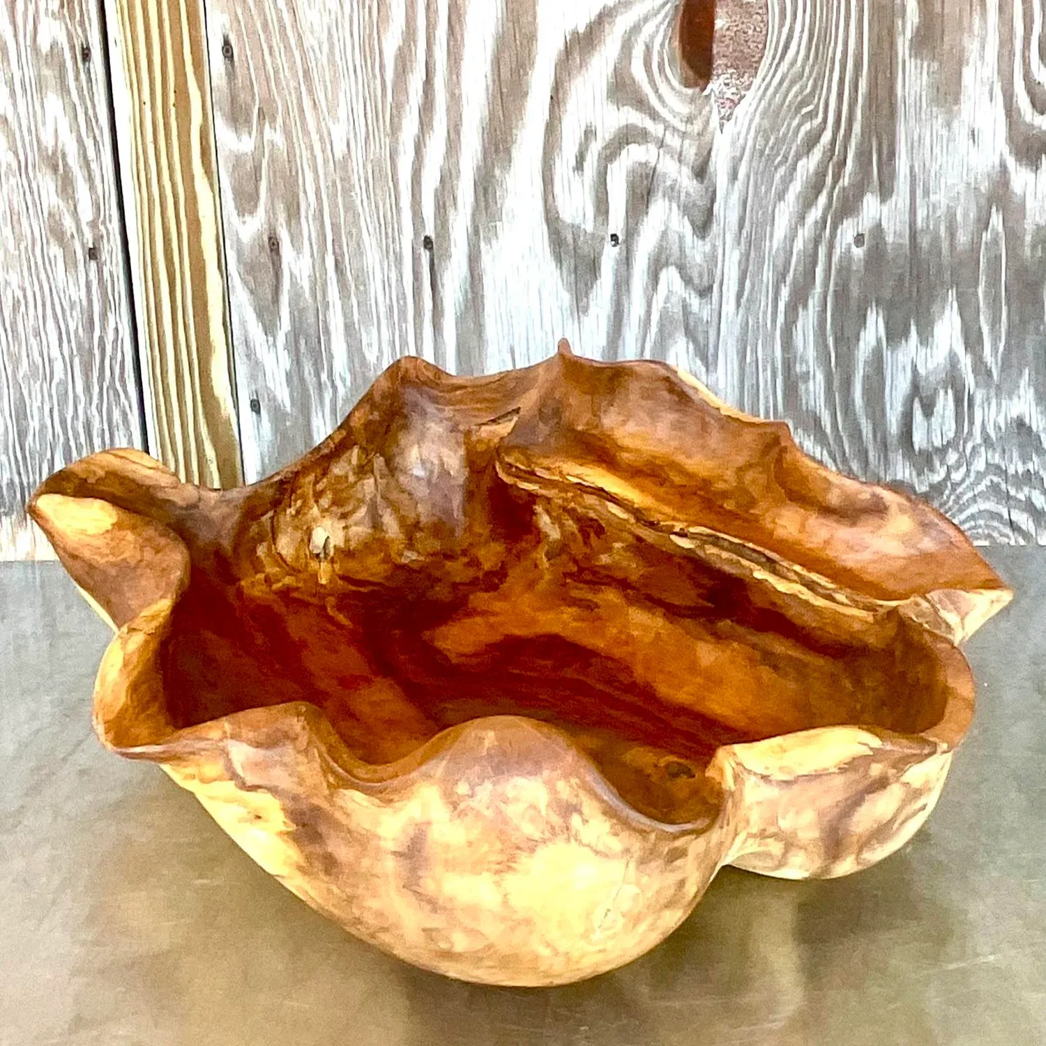 Vintage Boho Biomorphic Wooden Bowl — additional photo 6