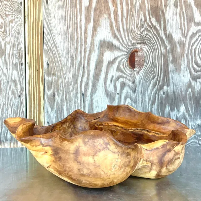 Vintage Boho Biomorphic Wooden Bowl — additional photo 7