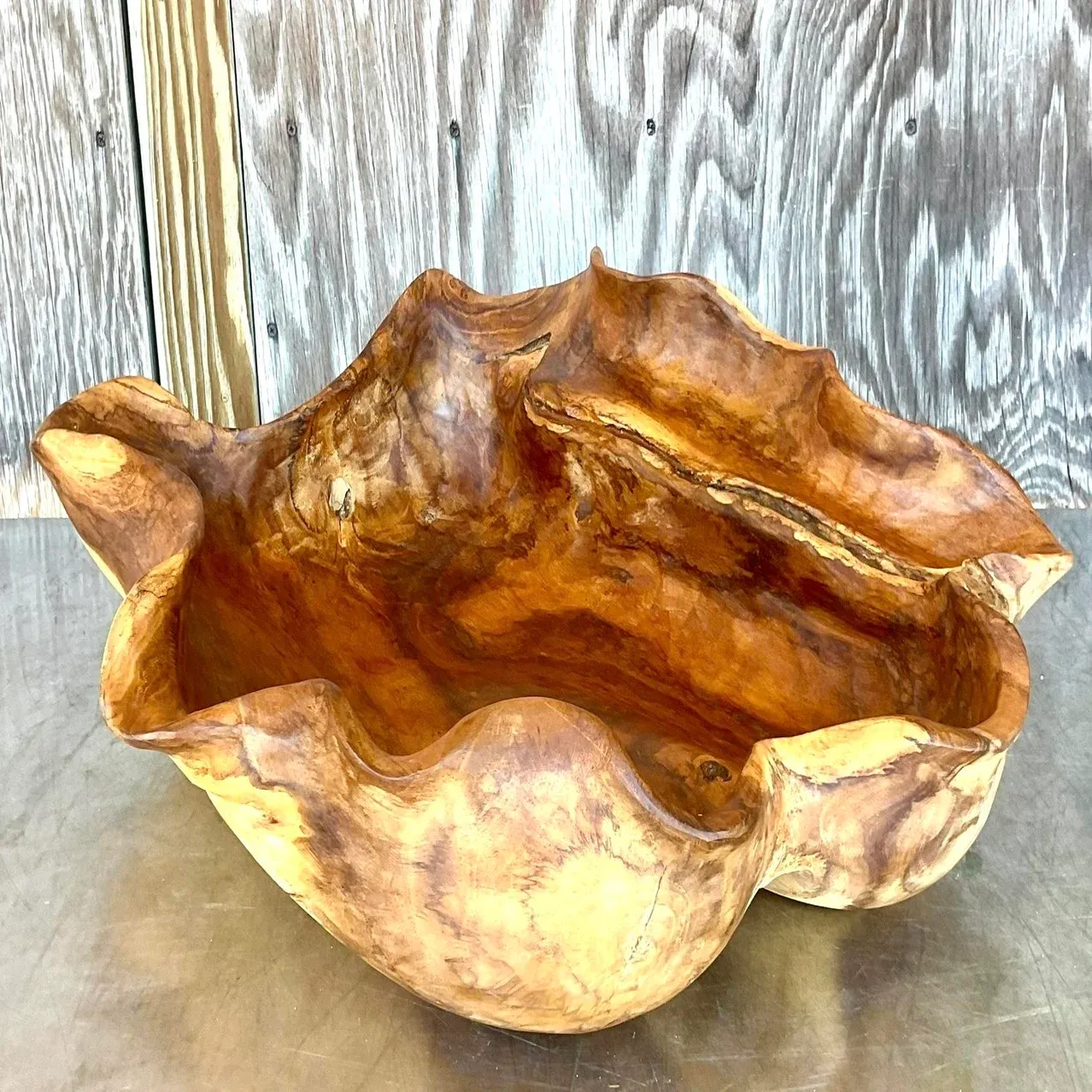Vintage Boho Biomorphic Wooden Bowl — additional photo 8