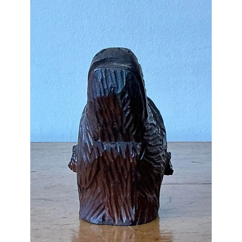 Vintage Boho Black Forest Carved Boar Head — additional photo 2