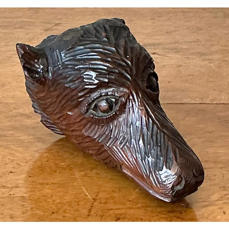Vintage Boho Black Forest Carved Boar Head — additional photo 3