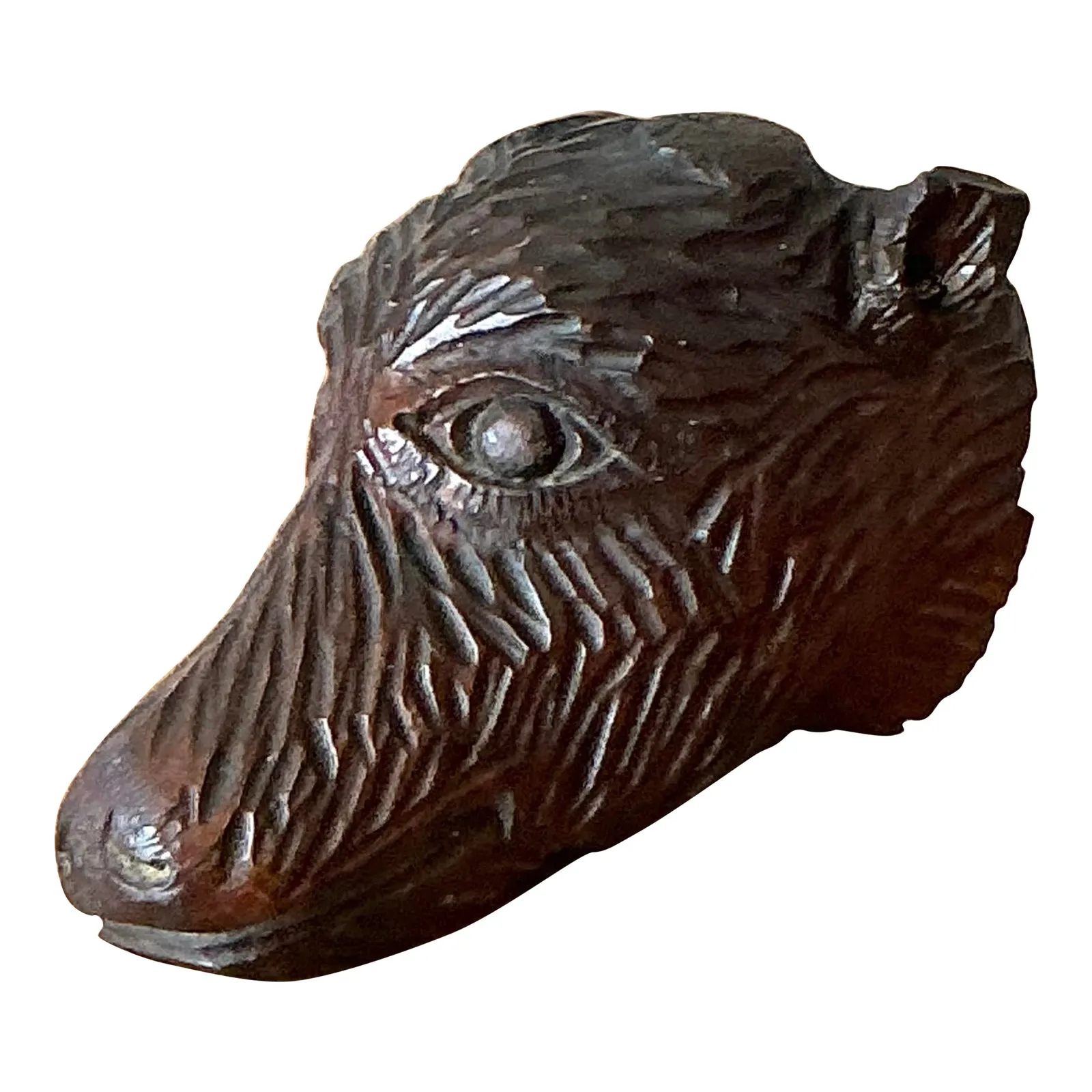 Vintage Boho Black Forest Carved Boar Head — additional photo 5
