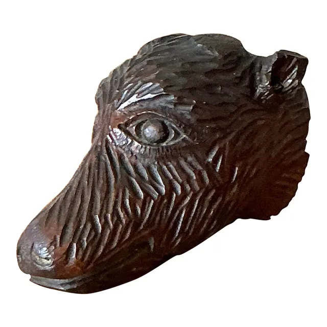 Vintage Boho Black Forest Carved Boar Head — additional photo 5