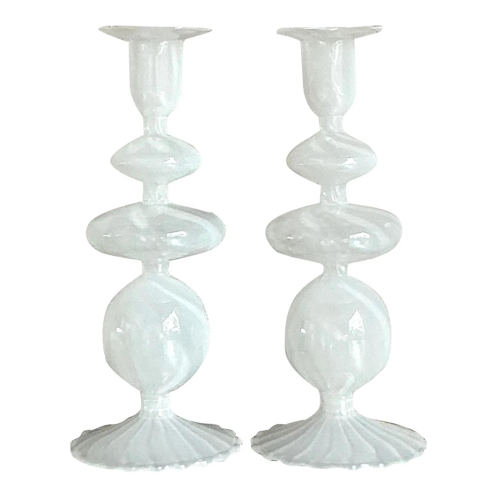 Vintage Boho Blown Glass Candlesticks After Murano — additional photo 1