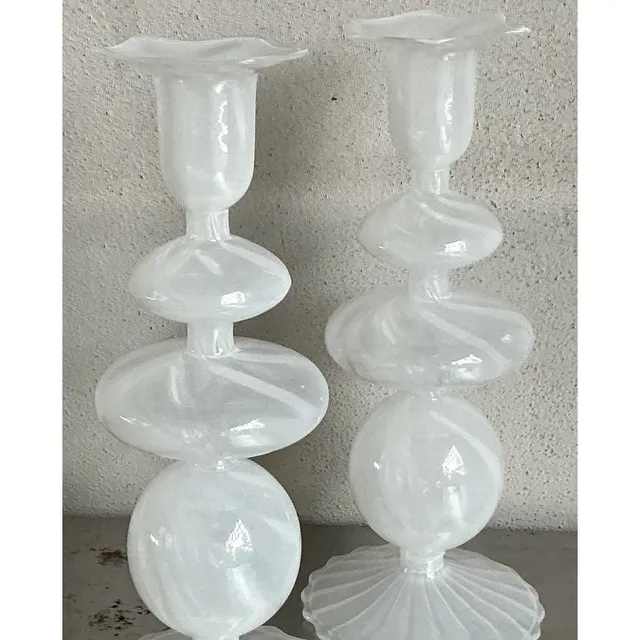 Vintage Boho Blown Glass Candlesticks After Murano — additional photo 2