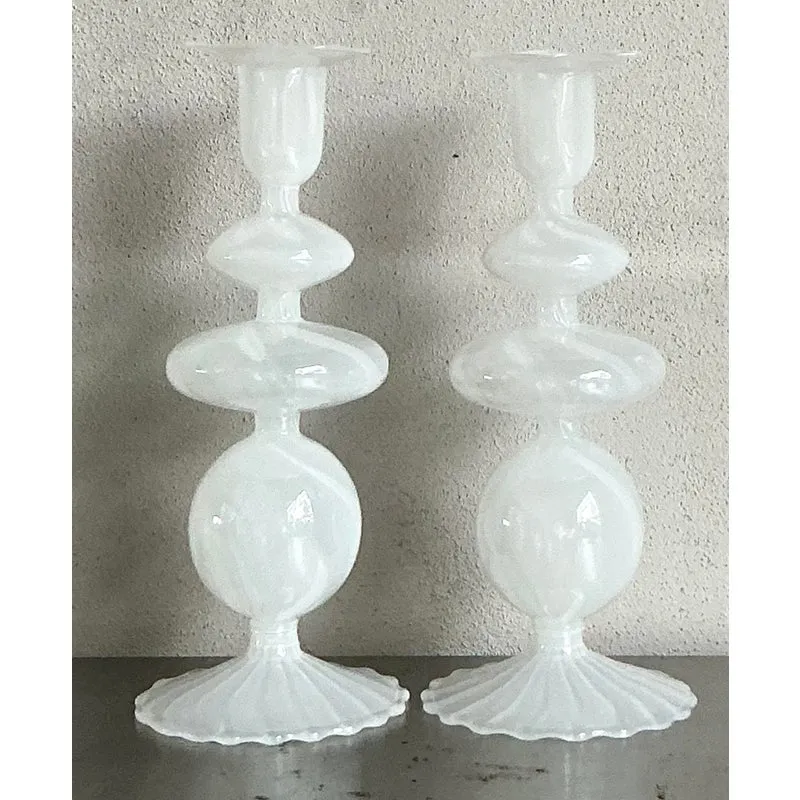 Vintage Boho Blown Glass Candlesticks After Murano — additional photo 3