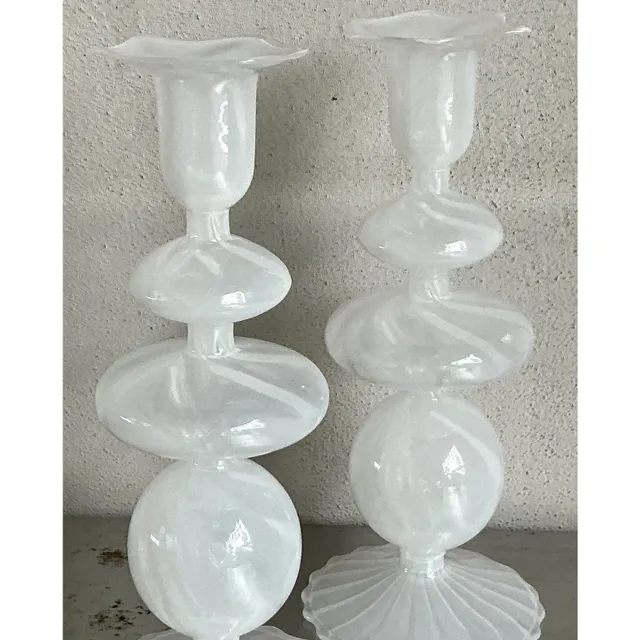 Vintage Boho Blown Glass Candlesticks After Murano — additional photo 4