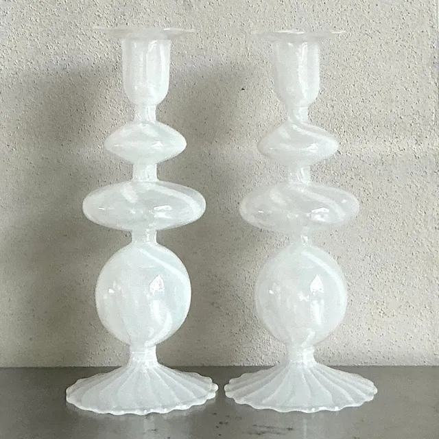 Vintage Boho Blown Glass Candlesticks After Murano — additional photo 6