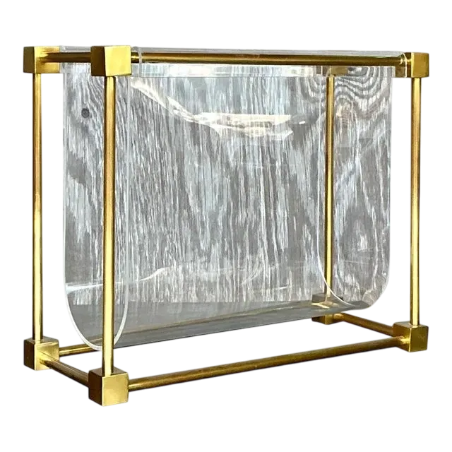 Vintage Boho Brass Magazine Holder After Charles Hollis Jones