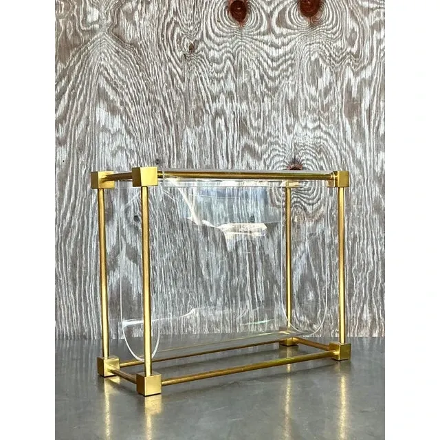 Vintage Boho Brass Magazine Holder After Charles Hollis Jones — additional photo 2