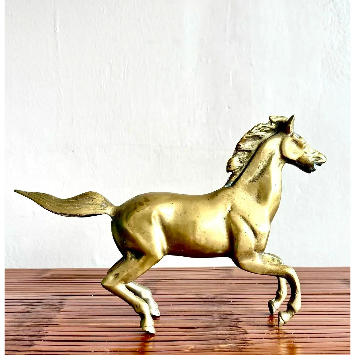 Vintage Boho Brass Running Horse Sculpture — additional photo 1