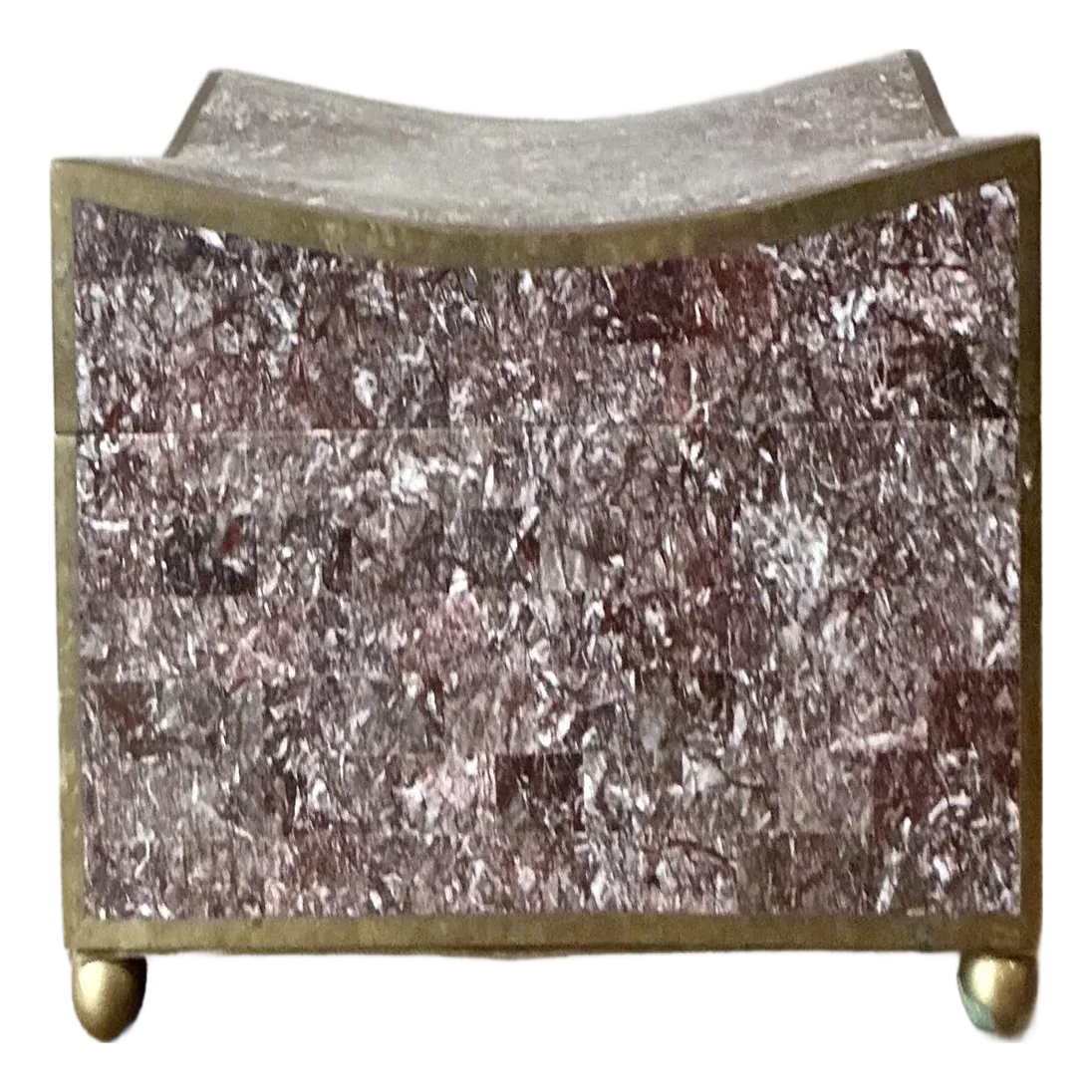 Vintage Boho Brass Trimmed Tessellated Stone Box — additional photo 2