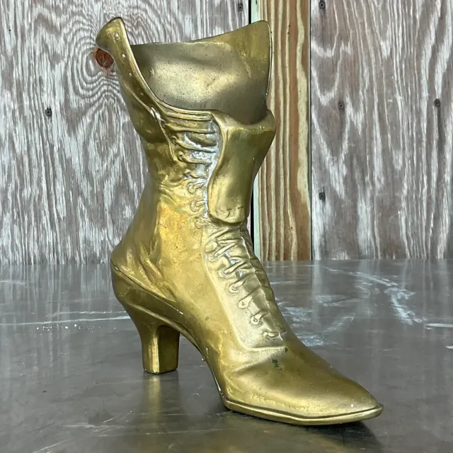 Vintage Boho Brass Victorian Boot — additional photo 2