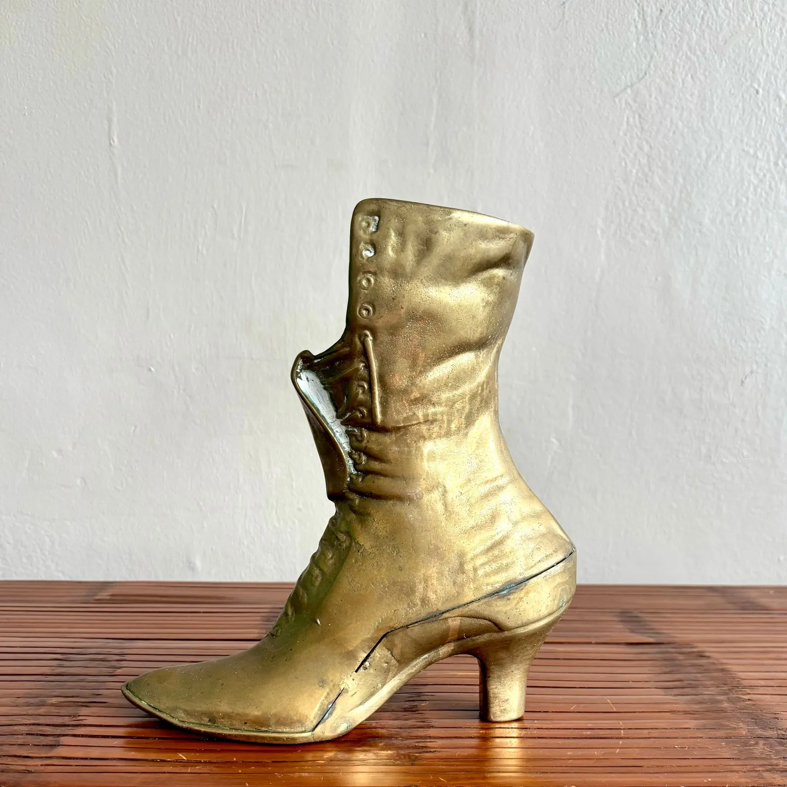 Vintage Boho Brass Victorian Boot Vase — additional photo 2