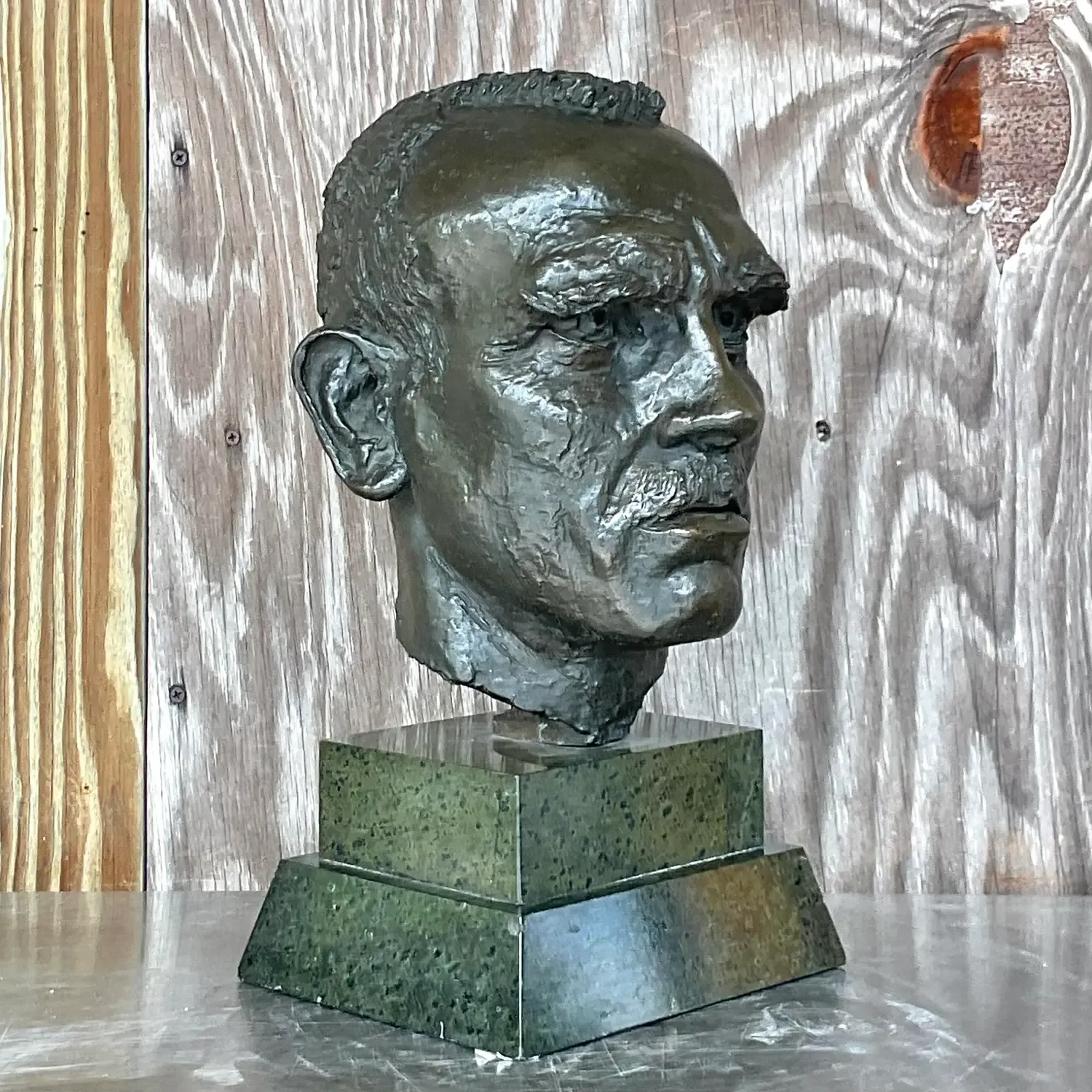 Vintage Boho Bronze Bust of Man After Jacob Epstein — additional photo 2