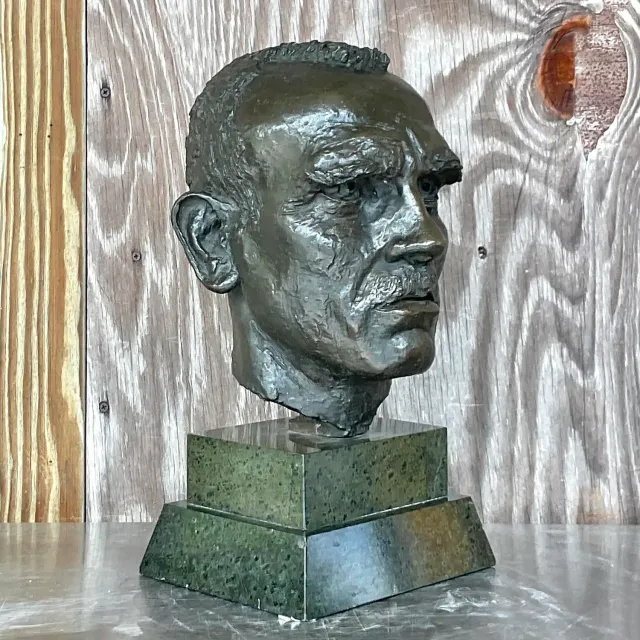 Vintage Boho Bronze Bust of Man After Jacob Epstein — additional photo 2