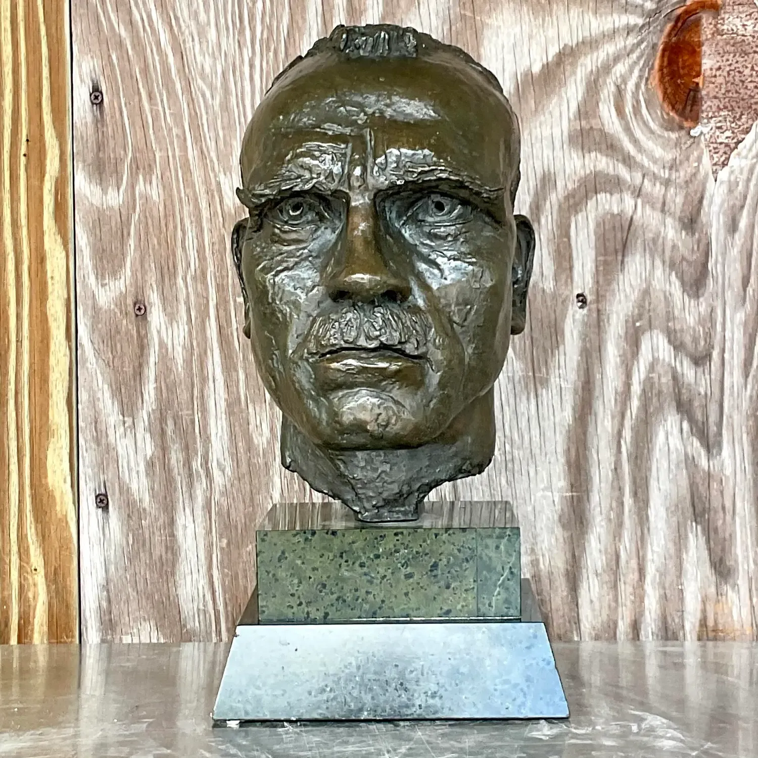 Vintage Boho Bronze Bust of Man After Jacob Epstein — additional photo 4