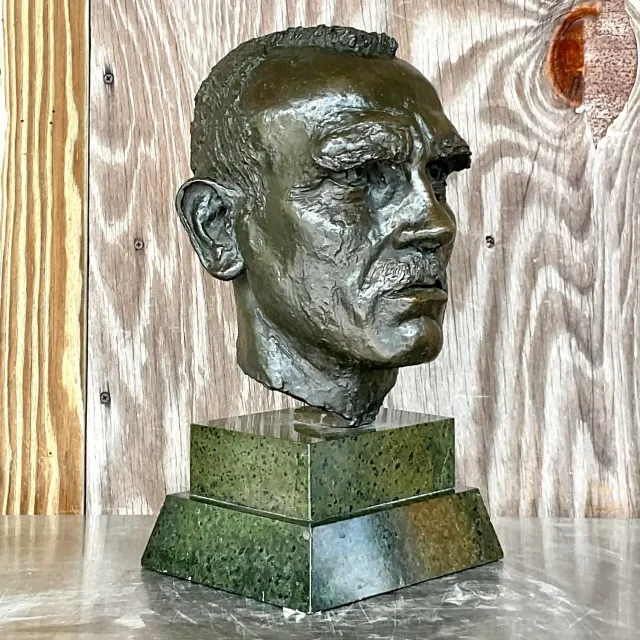 Vintage Boho Bronze Bust of Man After Jacob Epstein — additional photo 5