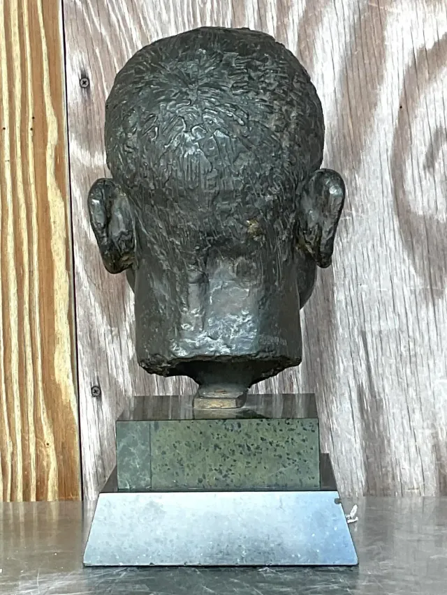 Vintage Boho Bronze Bust of Man After Jacob Epstein — additional photo 7