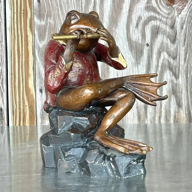 Vintage Boho Bronze Crossed Legged Frog — additional photo 1