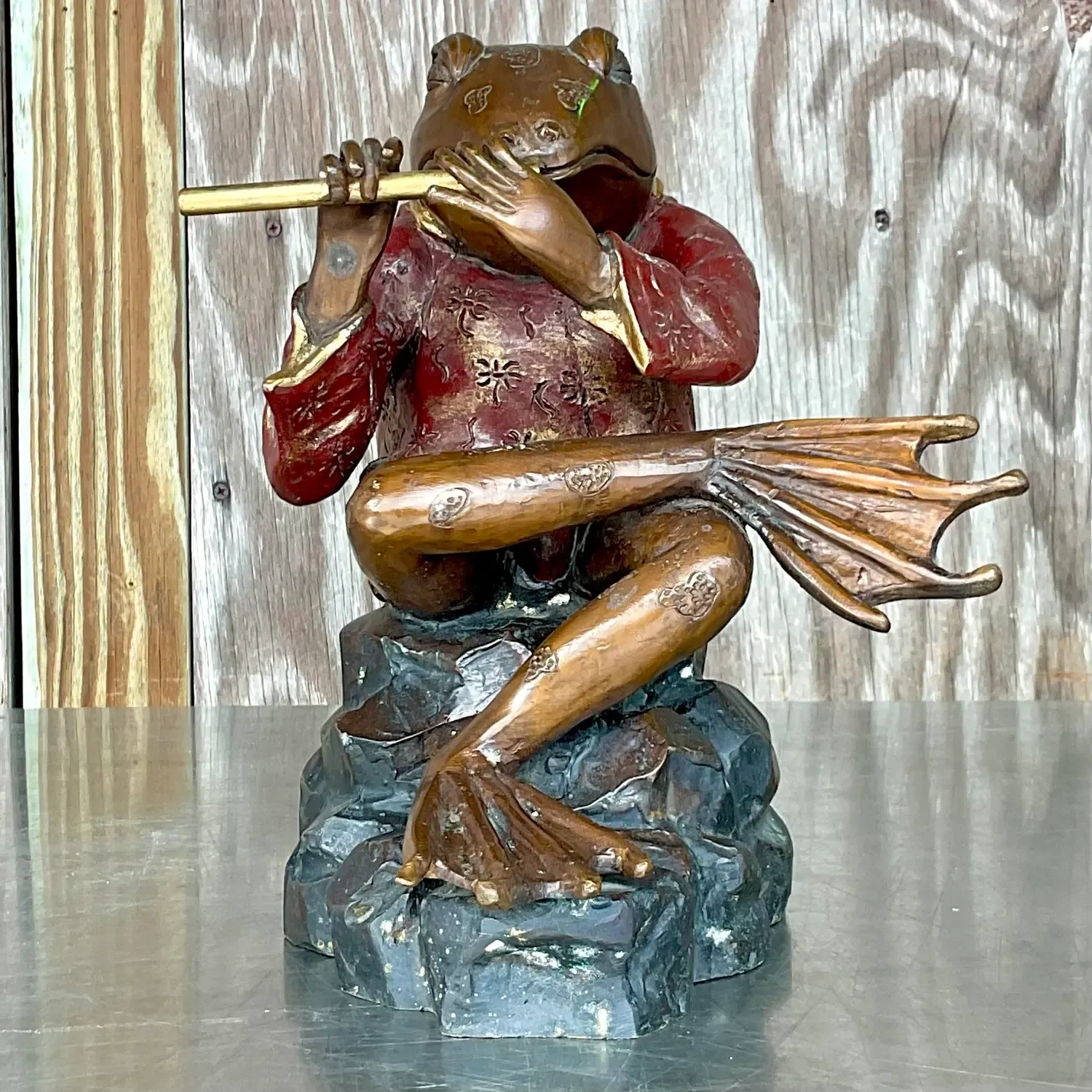 Vintage Boho Bronze Crossed Legged Frog — additional photo 2