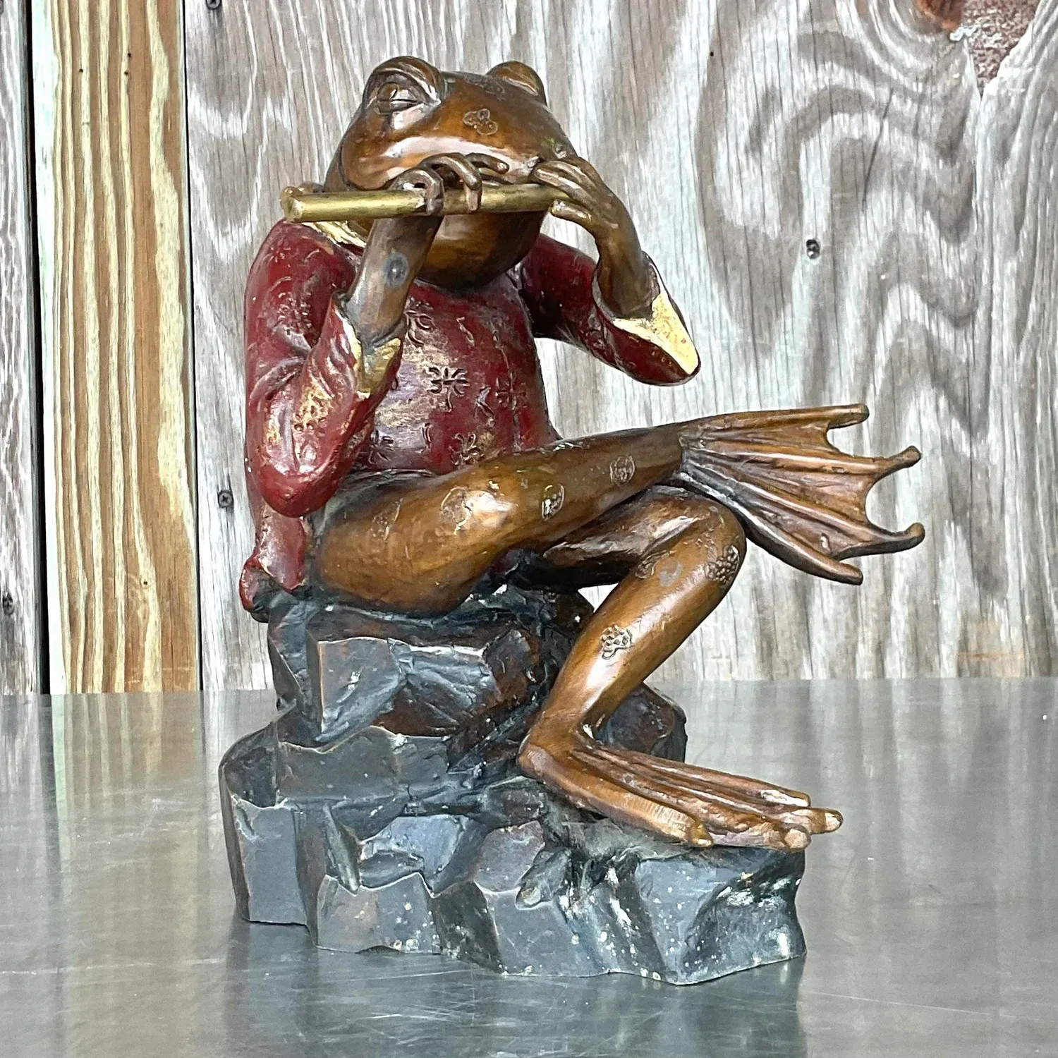 Vintage Boho Bronze Crossed Legged Frog — additional photo 4