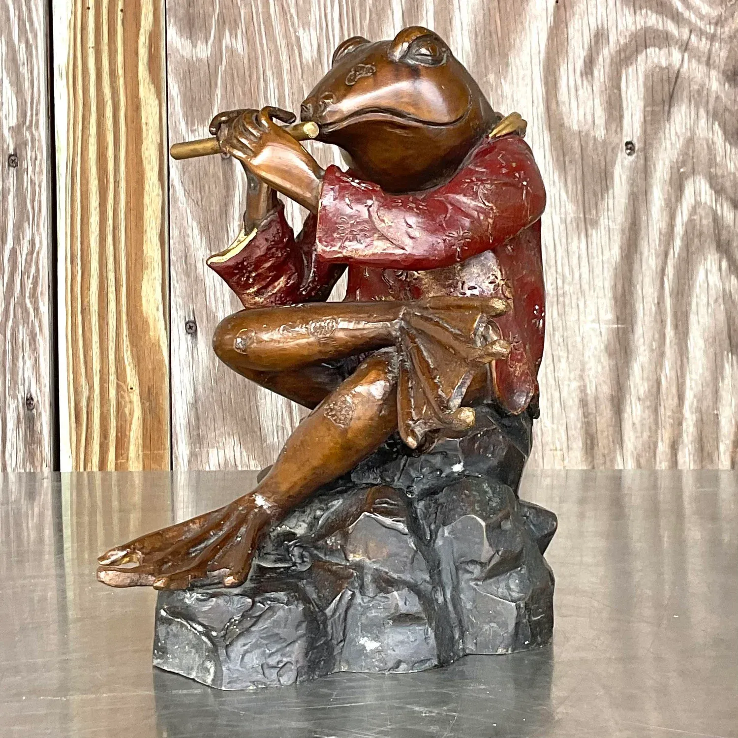 Vintage Boho Bronze Crossed Legged Frog — additional photo 5