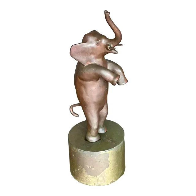Vintage Boho Bronze Dancing Elephant Statue — additional photo 1