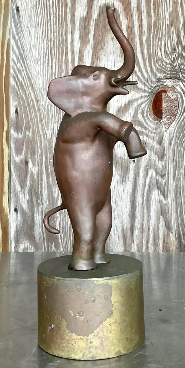 Vintage Boho Bronze Dancing Elephant Statue — additional photo 3