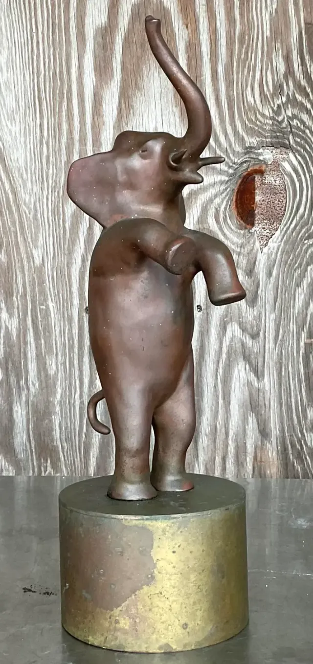 Vintage Boho Bronze Dancing Elephant Statue — additional photo 5