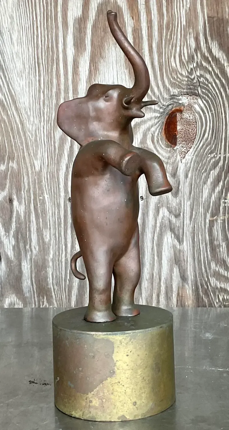 Vintage Boho Bronze Dancing Elephant Statue — additional photo 6